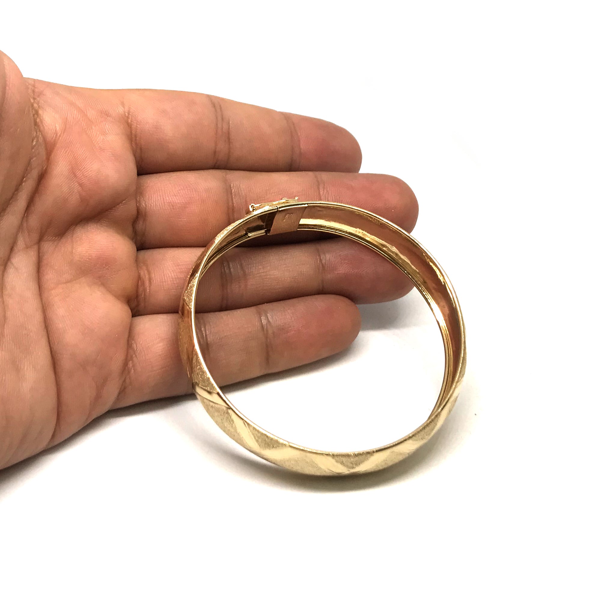 10k gul guld højpoleret flex- og diamantmønsterarmbånd, 7" fine designersmykker til mænd og kvinder