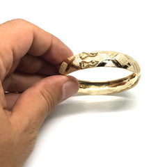 Bracelet jonc flexible et à motif de diamant en or jaune 10 carats, bijoux de créateurs fins de 7 pouces pour hommes et femmes