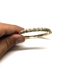 10k Yellow Gold High Polished Greek Key Flex Bangle Bracelet, 7" fine designer jewelry for men and women