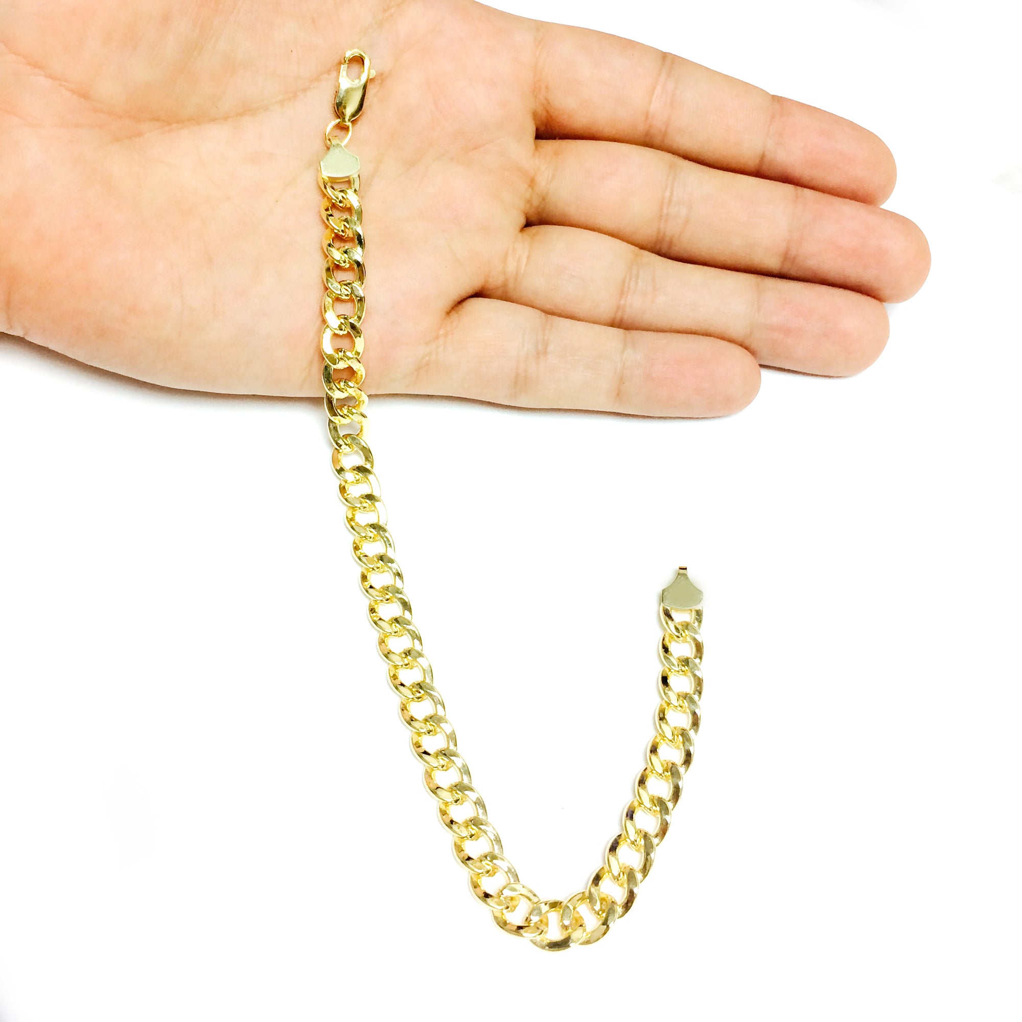 14K Yellow Gold Filled Solid Curb Chain Bracelet, 7.0mm, 8.5" fine designer jewelry for men and women