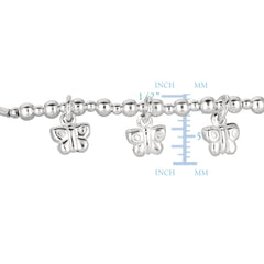 Baby Bangle Bracelet With Dangling Butterfly Charms In Sterling Silver - 5.5 Inch fine designer jewelry for men and women