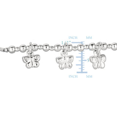 Baby Bangle Bracelet With Dangling Butterfly Charms In Sterling Silver - 5.5 Inch - JewelryAffairs
 - 2