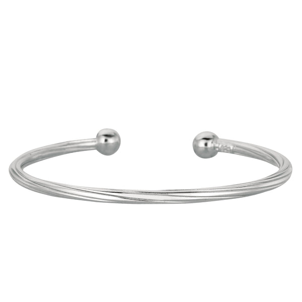Baby Twisted Cable Cuff Bangle In Sterling Silver - 5.5 Inch - JewelryAffairs
 - 1