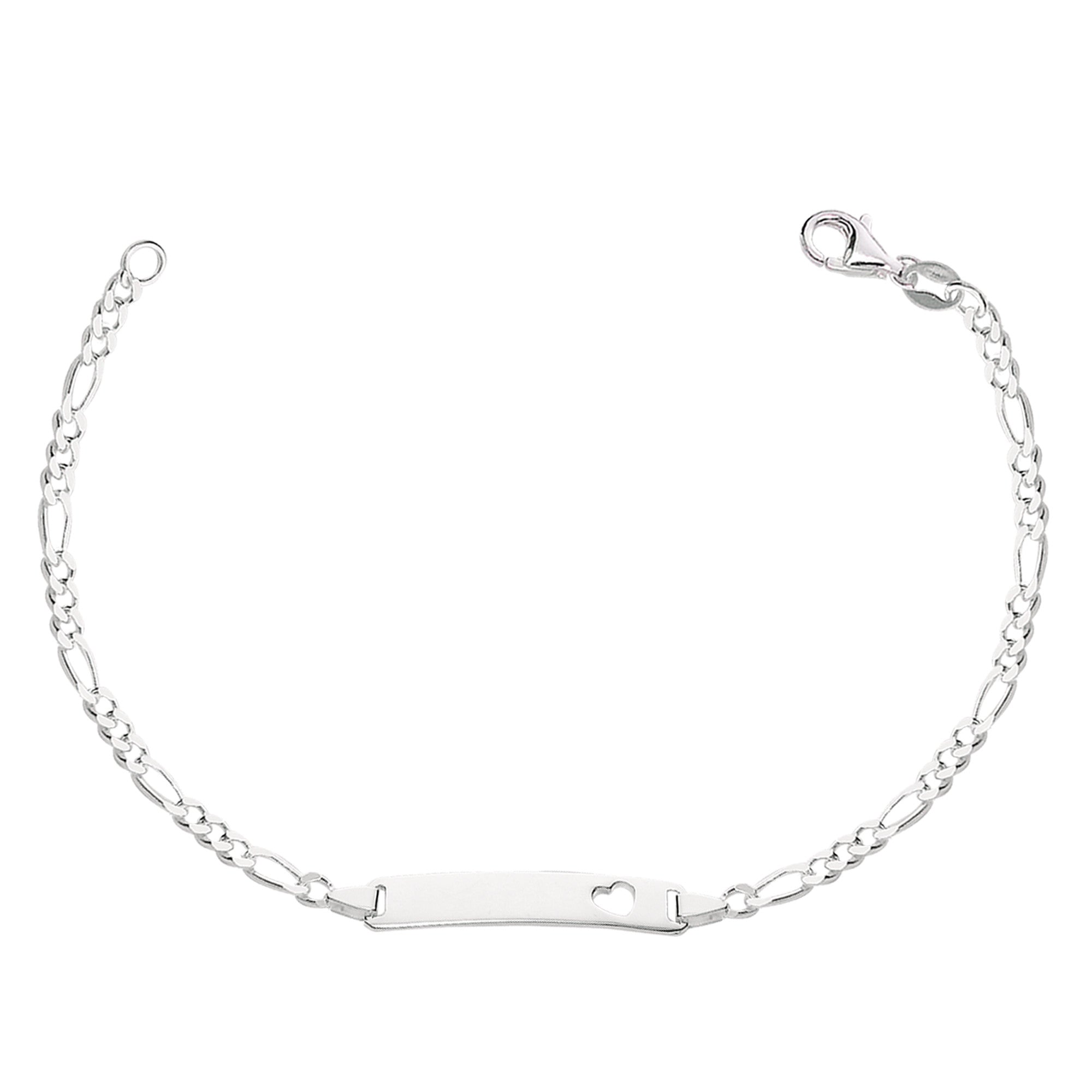 Figaro Chain Baby Id Bracelet In Sterling Silver - 6 Inches - JewelryAffairs
 - 1