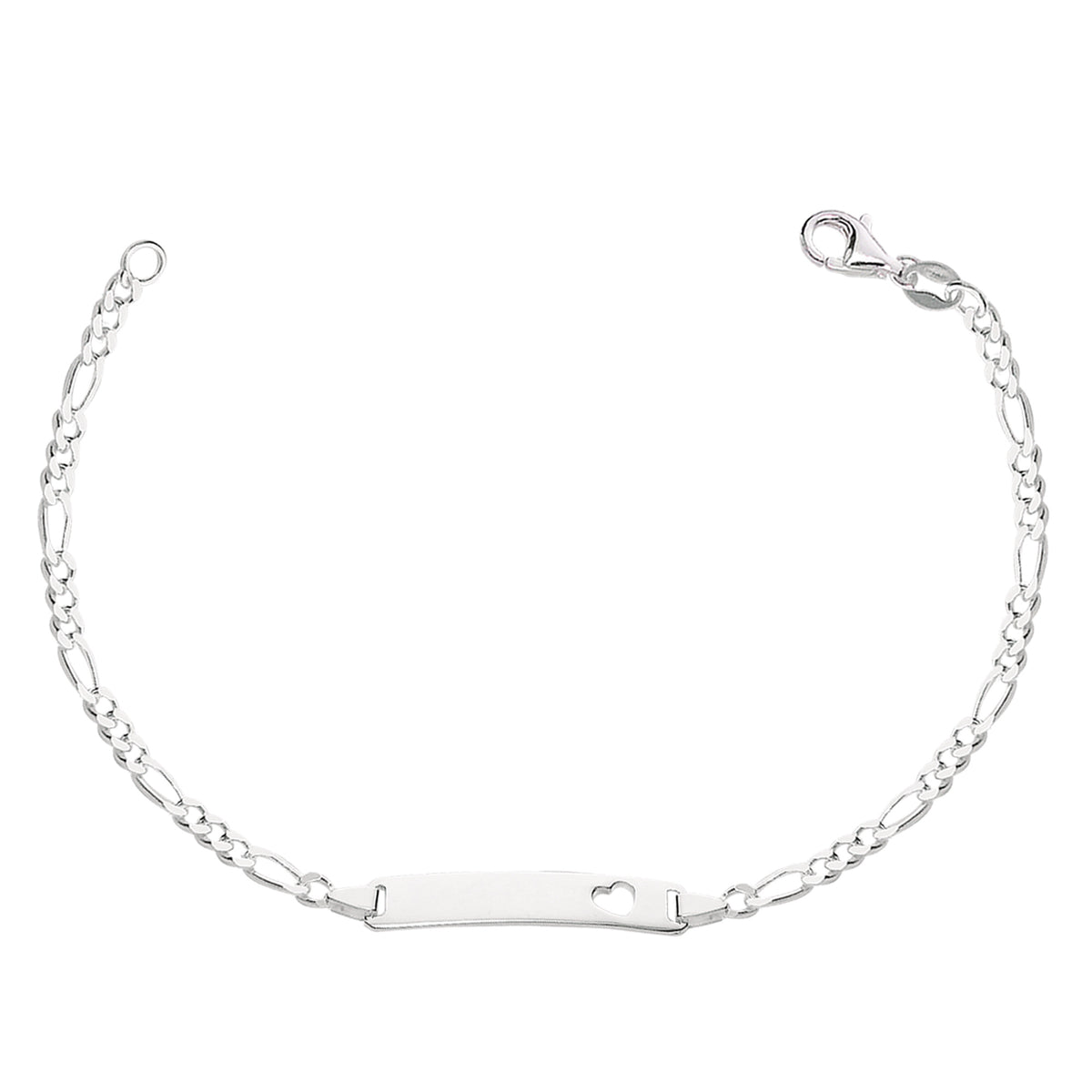 Figaro Chain Baby Id Bracelet In Sterling Silver - 6 Inches ...