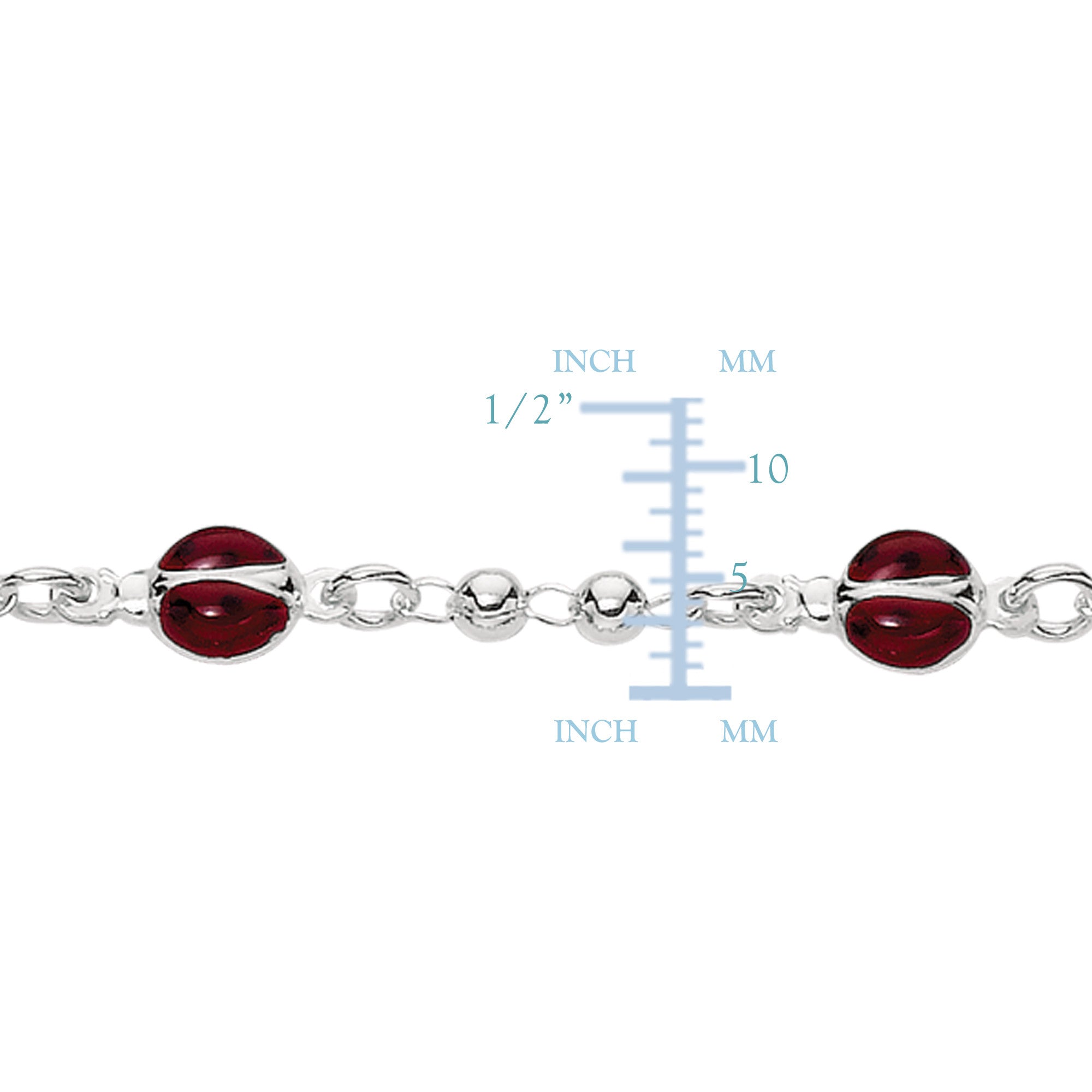 Baby Bracelet With Enameled Ladybug Charms In Sterling Silver - 6 Inches - JewelryAffairs
 - 2