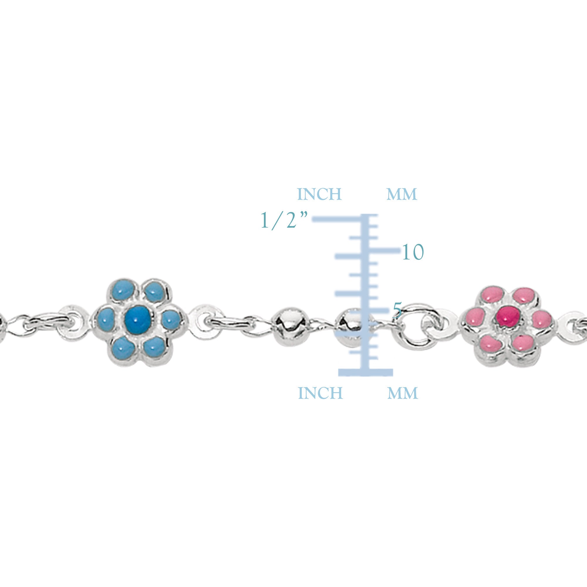 Baby Bracelet With Enameled Flower Charms In Sterling Silver - 6 Inches fine designer jewelry for men and women