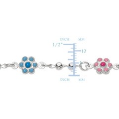 Baby Bracelet With Enameled Flower Charms In Sterling Silver - 6 Inches - JewelryAffairs
 - 2