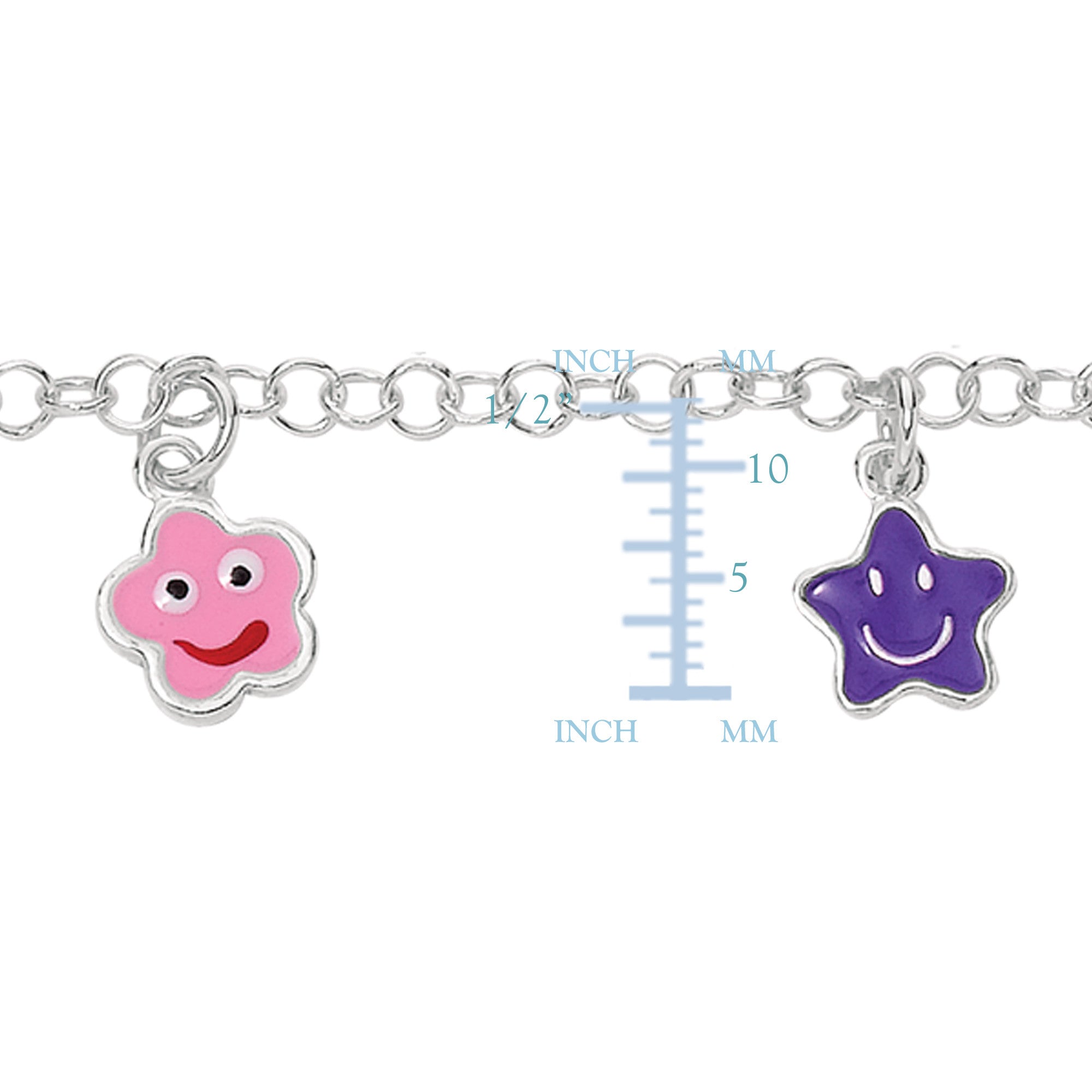 Baby Bracelet With Colorful Dangling Star Charms In Sterling Silver - 6 Inches - JewelryAffairs
 - 2