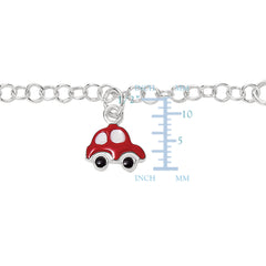 Baby Bracelet With Colorful Dangling Car Charms In Sterling Silver - 6 Inches - JewelryAffairs
 - 2