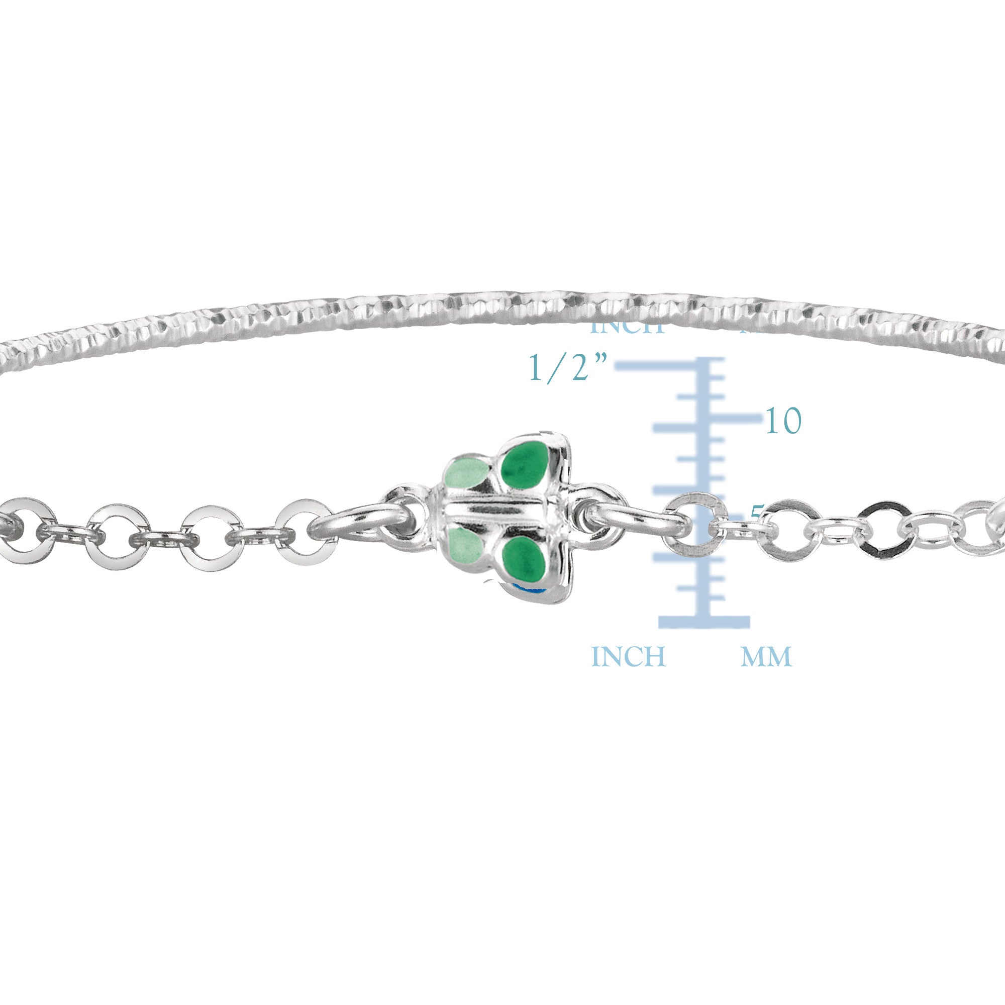 Baby Bangle Bracelet With Butterfly Enameled Charms In Sterling Silver - 5.5 Inch - JewelryAffairs
 - 2