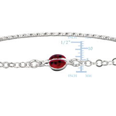 Baby Bangle With Ladybug Enameled Charms In Sterling Silver - 5.5 Inch - JewelryAffairs
 - 2