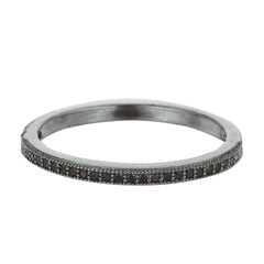 Sterling Silver Ruthenium Finish Milgrain Stapelbar Ring med Pave' Set Cz Stones fina designersmycken för män och kvinnor
