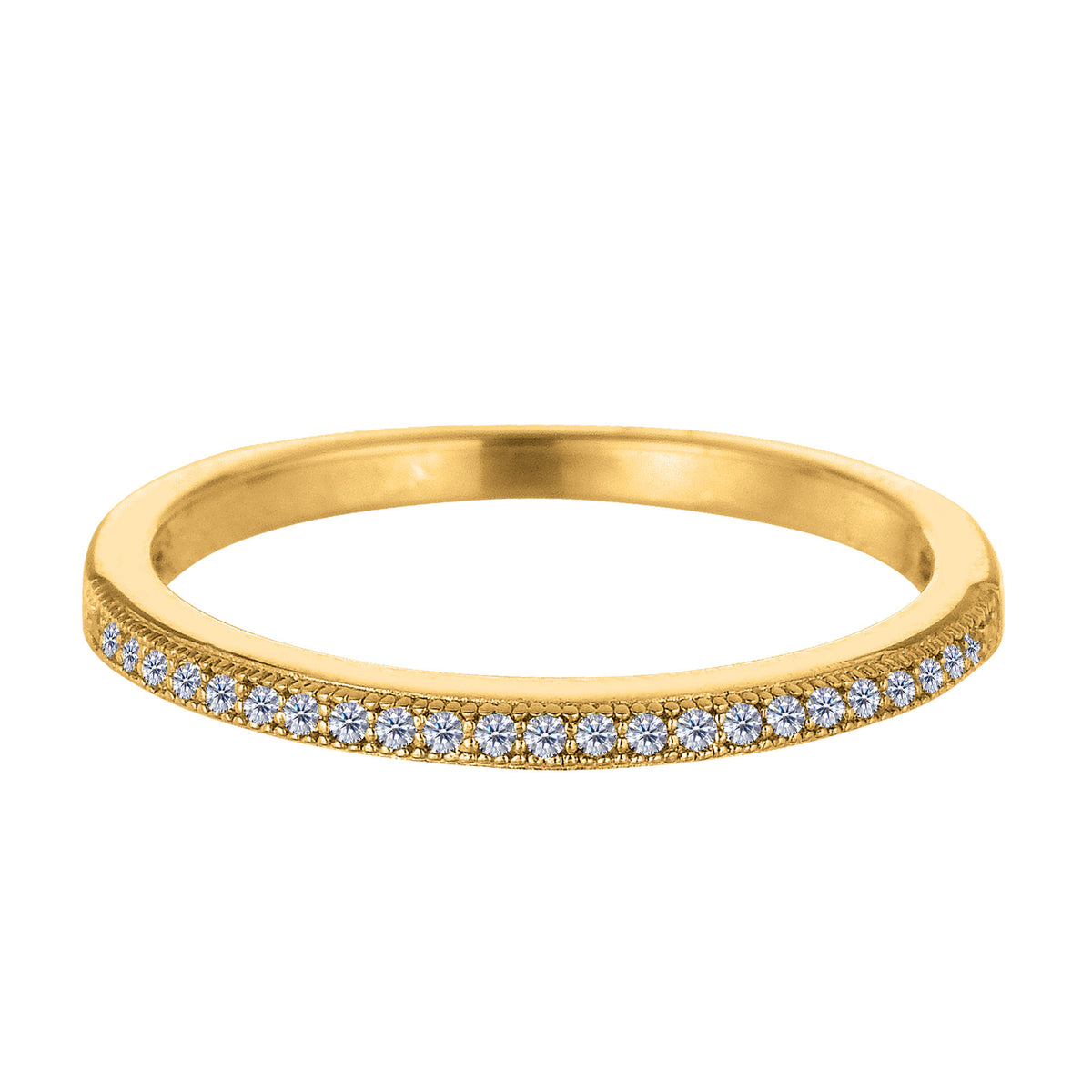 Sterling sølv gul tone finish Milgrain stabelbar ring med pave' sæt Cz Stones fine designer smykker til mænd og kvinder