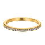 Sterling Silver Yellow Tone Finish Milgrain Stackable Ring With Pave' Set Cz Stones - JewelryAffairs
 - 1