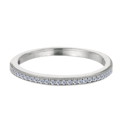 Sterling Silver Rhodium Finish Milgrain Stackable Ring With Pave' Set Cz Stones - JewelryAffairs
 - 1