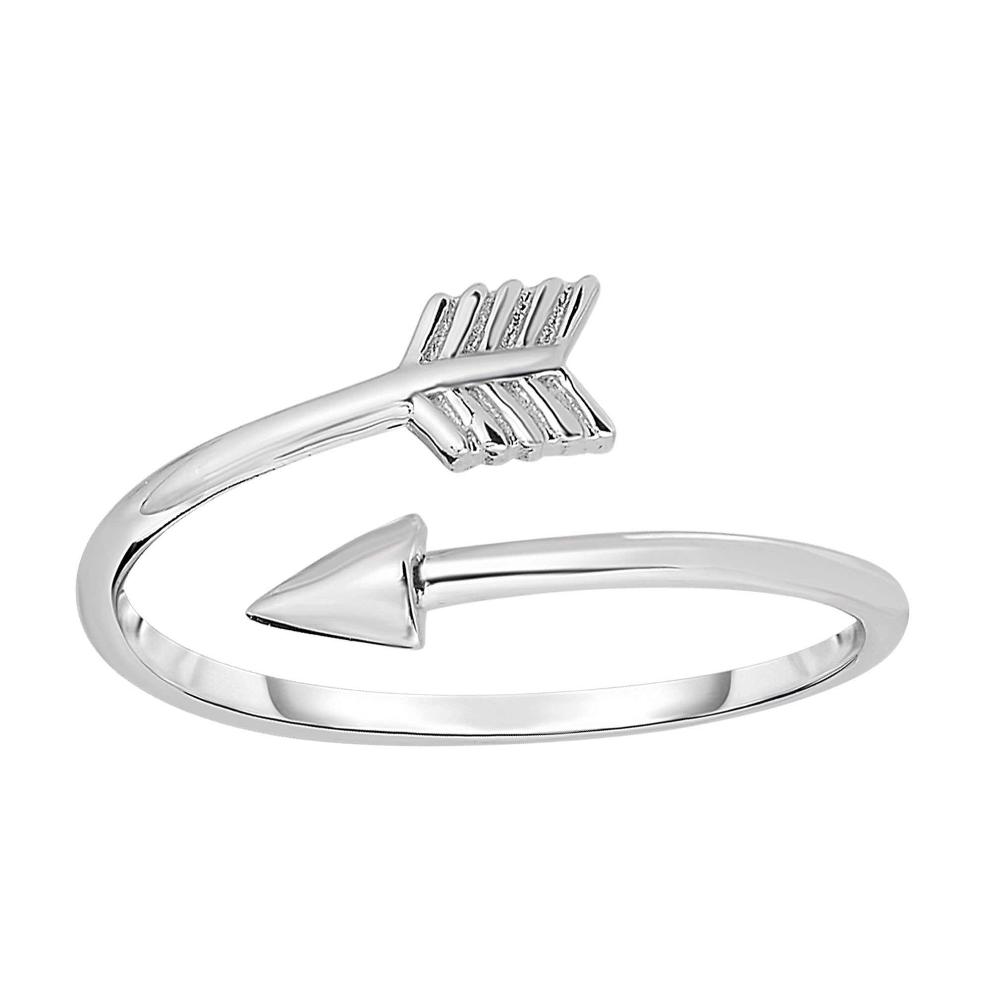 Anello in argento sterling con finitura rodio aperto con freccia bypass, gioielli di design per uomini e donne