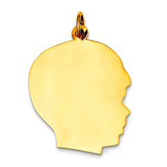 Ciondolo per testa di ragazzo in oro giallo 14 carati (12 x 21 mm), gioielleria di alta qualità per uomo e donna