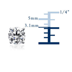Orecchini a bottone in oro bianco 14k con diamanti rotondi (0,25 cttw colore EF, purezza SI2) gioielli di alta moda per uomini e donne