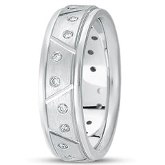 0,40 ctw diamant 14K gull bryllupsbånd (6,5 mm) - (F - G farge, SI2 Clarity) fine designersmykker for menn og kvinner