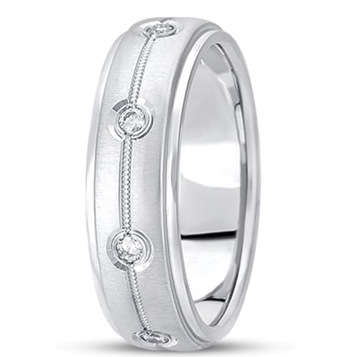 0,40 ctw diamant 14K gull bryllupsbånd (7 mm) - (F - G farge, SI2 Clarity) fine designersmykker for menn og kvinner
