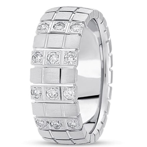 0.18ctw Diamond 14K Gold  Wedding Band (8mm) - (F - G Color, SI2 Clarity) - JewelryAffairs
