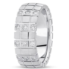 0,18 ctw diamant 14K gull bryllupsbånd (8 mm) - (F - G farge, SI2 Clarity) fine designersmykker for menn og kvinner