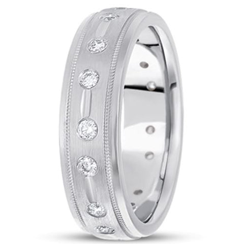 0.48ctw Diamond 14K Gold  Wedding Band (7mm) - (F - G Color, SI2 Clarity) - JewelryAffairs
