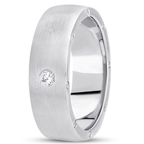 0.34ctw diamant 14K gull bryllup band (7mm) - (F - G farge, SI2 Clarity) fine designer smykker for menn og kvinner
