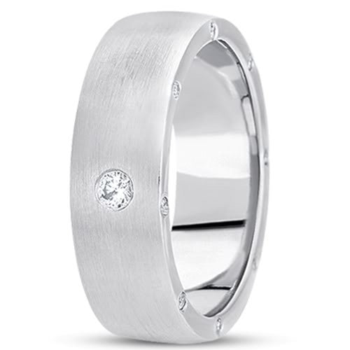 Alliance en or 14 carats avec diamant de 0,34 ct (7 mm) - (couleur F - G, clarté SI2) bijoux de créateurs raffinés pour hommes et femmes