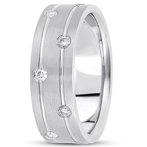 0.36ctw Diamond 14K Gold  Wedding Band (7mm) - (F - G Color, SI2 Clarity) - JewelryAffairs

