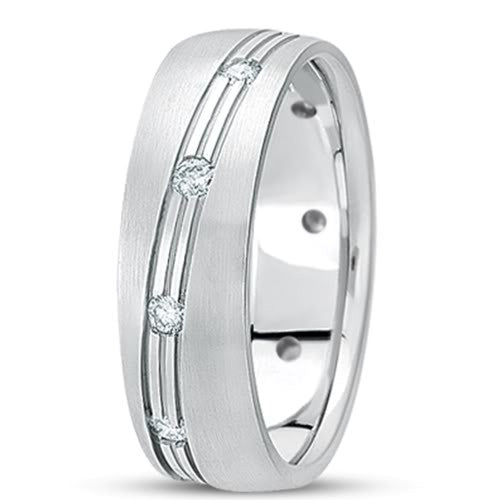 0,50 ctw diamant 14K gull bryllupsbånd (7 mm) - (F - G farge, SI2 Clarity) fine designersmykker for menn og kvinner