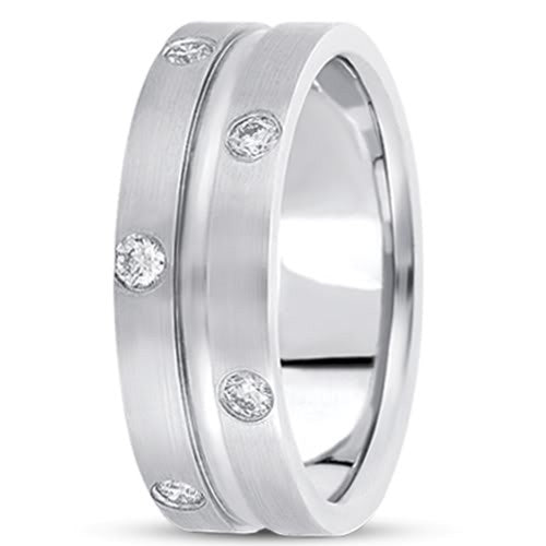 0.48ctw Diamond 14K Gold  Wedding Band (8mm) - (F - G Color, SI2 Clarity) - JewelryAffairs

