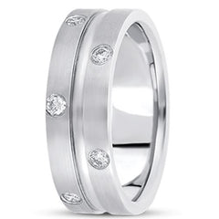 Alianza de boda de oro de 14 quilates con diamantes de 0,48 quilates (8 mm) - (color F - G, claridad SI2) joyería fina de diseño para hombres y mujeres