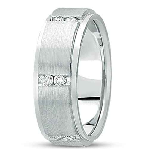 Alianza de boda de oro de 14 quilates con diamantes de 0,48 quilates (7 mm) - (color F - G, claridad SI2) joyería fina de diseño para hombres y mujeres