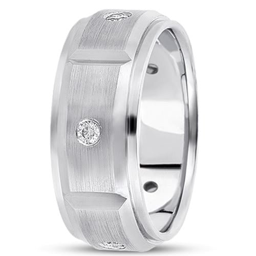 Alianza de boda de oro de 14 quilates con diamantes de 0,30 quilates (8 mm) - (color F - G, claridad SI2) joyería fina de diseño para hombres y mujeres