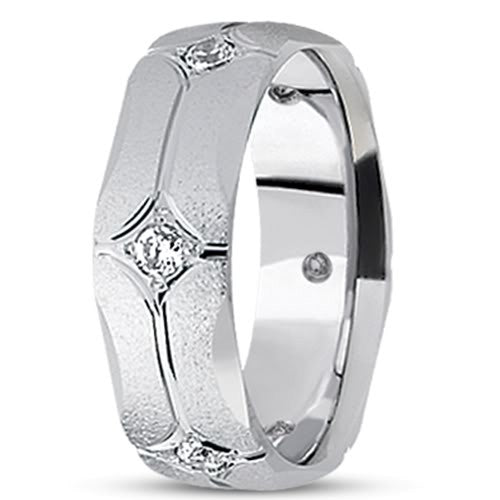 0,30 ctw diamant 14K gull bryllupsbånd (10 mm) - (F - G farge, SI2 Clarity) fine designersmykker for menn og kvinner