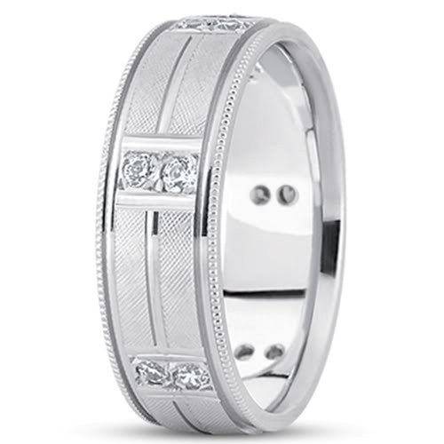 0,24 ctw diamant 14K gull bryllupsbånd (10 mm) - (F - G farge, SI2 Clarity) fine designersmykker for menn og kvinner