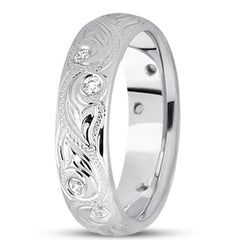 Alianza de boda de oro de 14 quilates con diamantes de 0,20 quilates (6 mm) - (color F - G, claridad SI2) joyería fina de diseño para hombres y mujeres