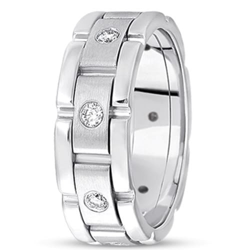 0,40 ctw diamant 14K gull bryllupsbånd (8,5 mm) - (F - G farge, SI2 Clarity) fine designersmykker for menn og kvinner