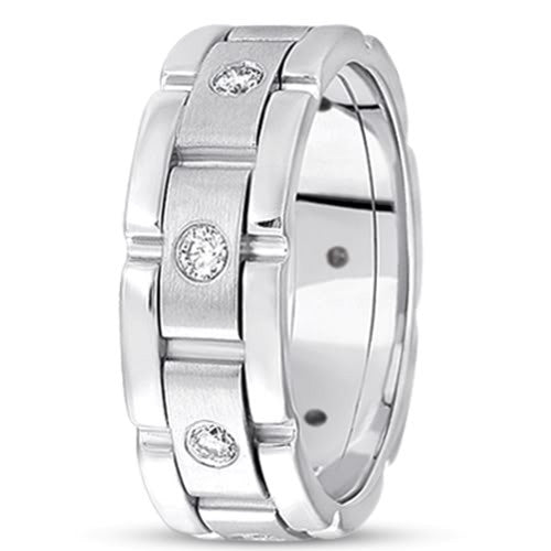 Alianza de boda de oro de 14 quilates con diamantes de 0,40 quilates (8,5 mm) - (color F - G, claridad SI2) joyería fina de diseño para hombres y mujeres