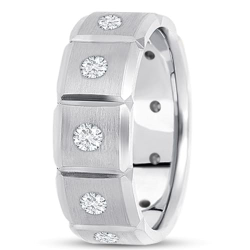 0,70 ctw diamant 14K gull bryllupsbånd (8 mm) - (F - G farge, SI2 Clarity) fine designersmykker for menn og kvinner