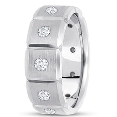 0,70 ctw diamant 14K gull bryllupsbånd (8 mm) - (F - G farge, SI2 Clarity) fine designersmykker for menn og kvinner