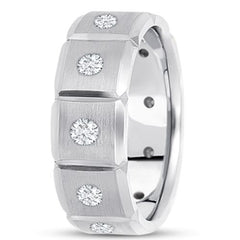 Alliance en or 14 carats avec diamant de 0,70 ct (8 mm) - (couleur F - G, clarté SI2) bijoux de créateurs raffinés pour hommes et femmes