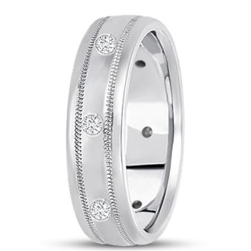 Alianza de boda de oro de 14 quilates con diamantes de 0,24 quilates (7 mm) - (color F - G, claridad SI2) joyería fina de diseño para hombres y mujeres