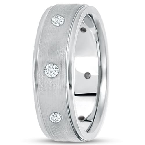 Alianza de boda de oro de 14 quilates con diamantes de 0,40 quilates (7 mm) - (color F - G, claridad SI2) joyería fina de diseño para hombres y mujeres