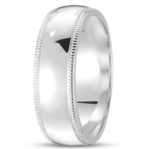 14K Gold Mens Classic Milgrain Wedding Band (7mm) - JewelryAffairs
