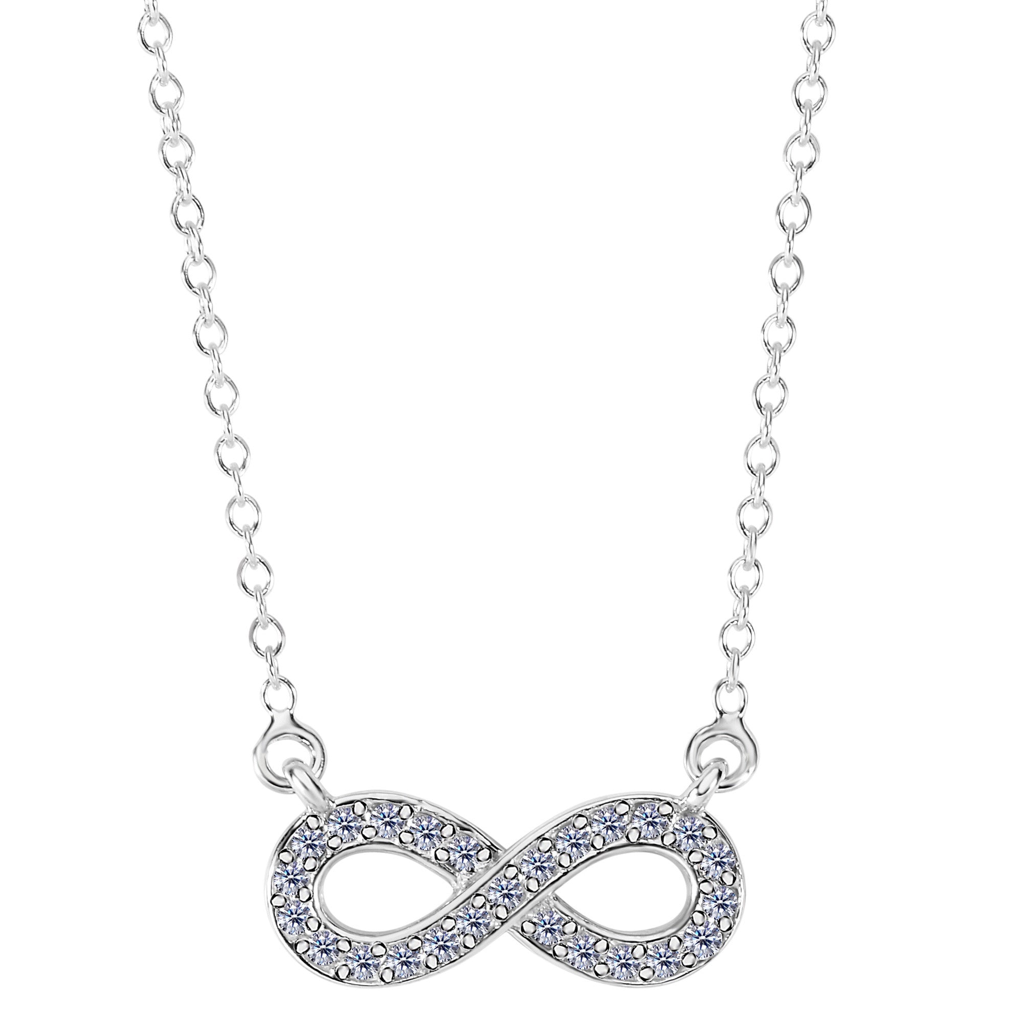 14K vitguld med 0,15 Ct diamanter Infinity-halsband - 18 tums fina designersmycken för män och kvinnor