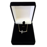 14k Yellow Gold With 0.12ct Diamonds Curved Side Ways Cross Necklace - 18 Inches - JewelryAffairs
 - 4