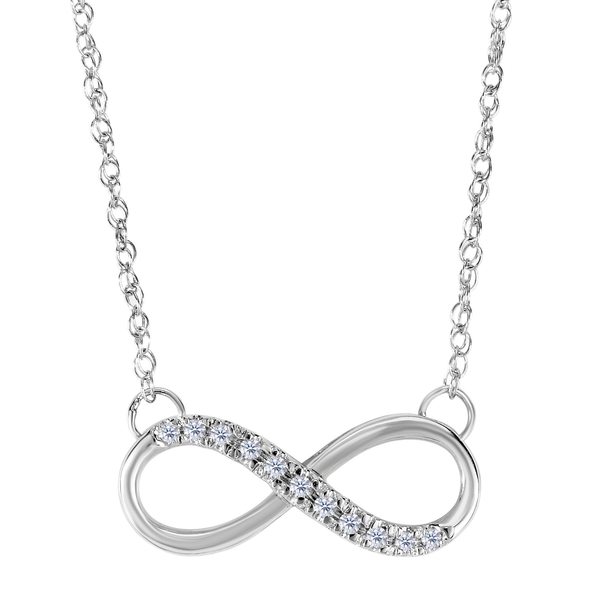 Collar infinito de oro blanco de 14 quilates con diamantes de 0,10 quilates: joyería fina de diseño de 18 pulgadas para hombres y mujeres